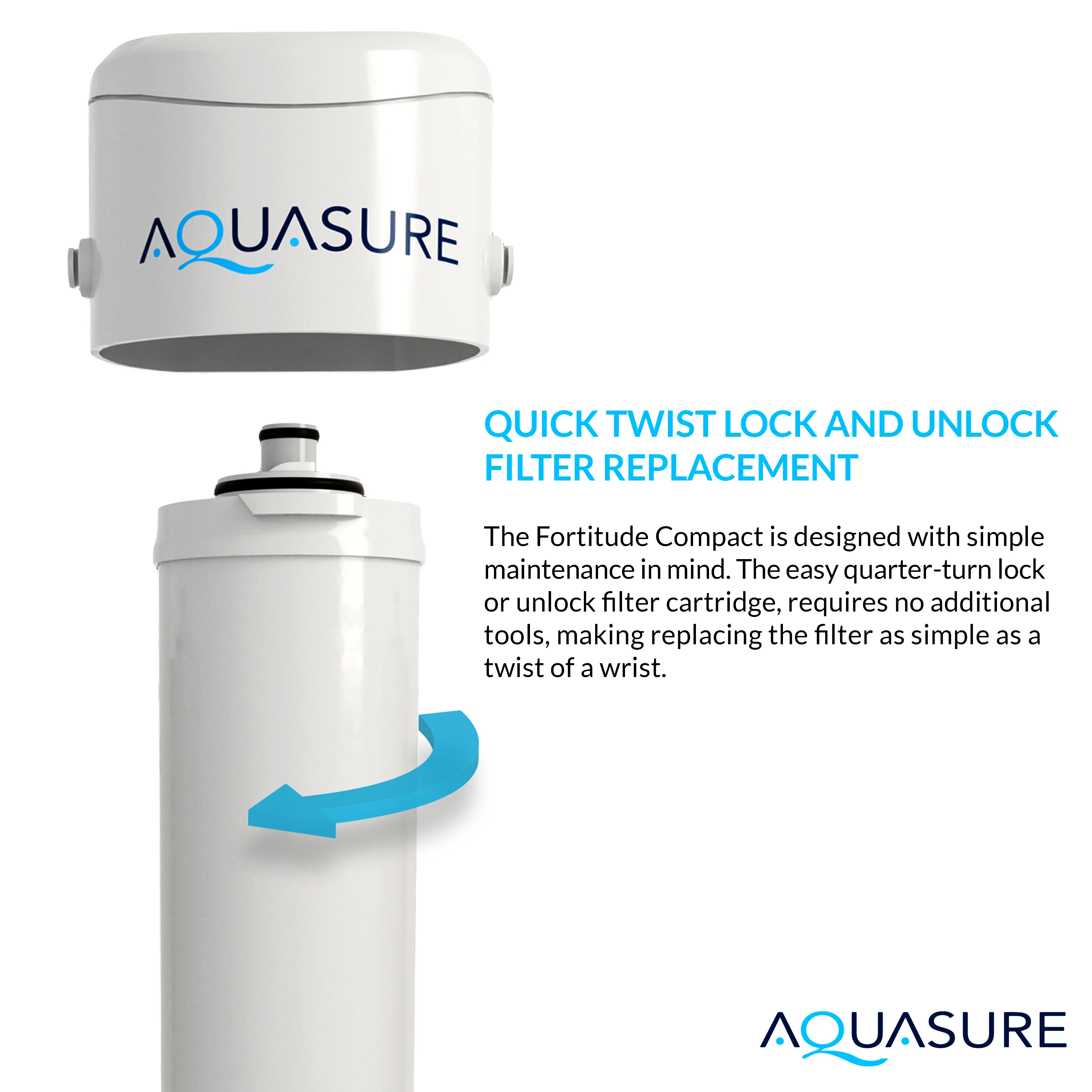Aquasure Fortitude Compact Multi-Purpose Under Sink Water Filter System with Anti-Rust Media Replacement Filter - Image 2