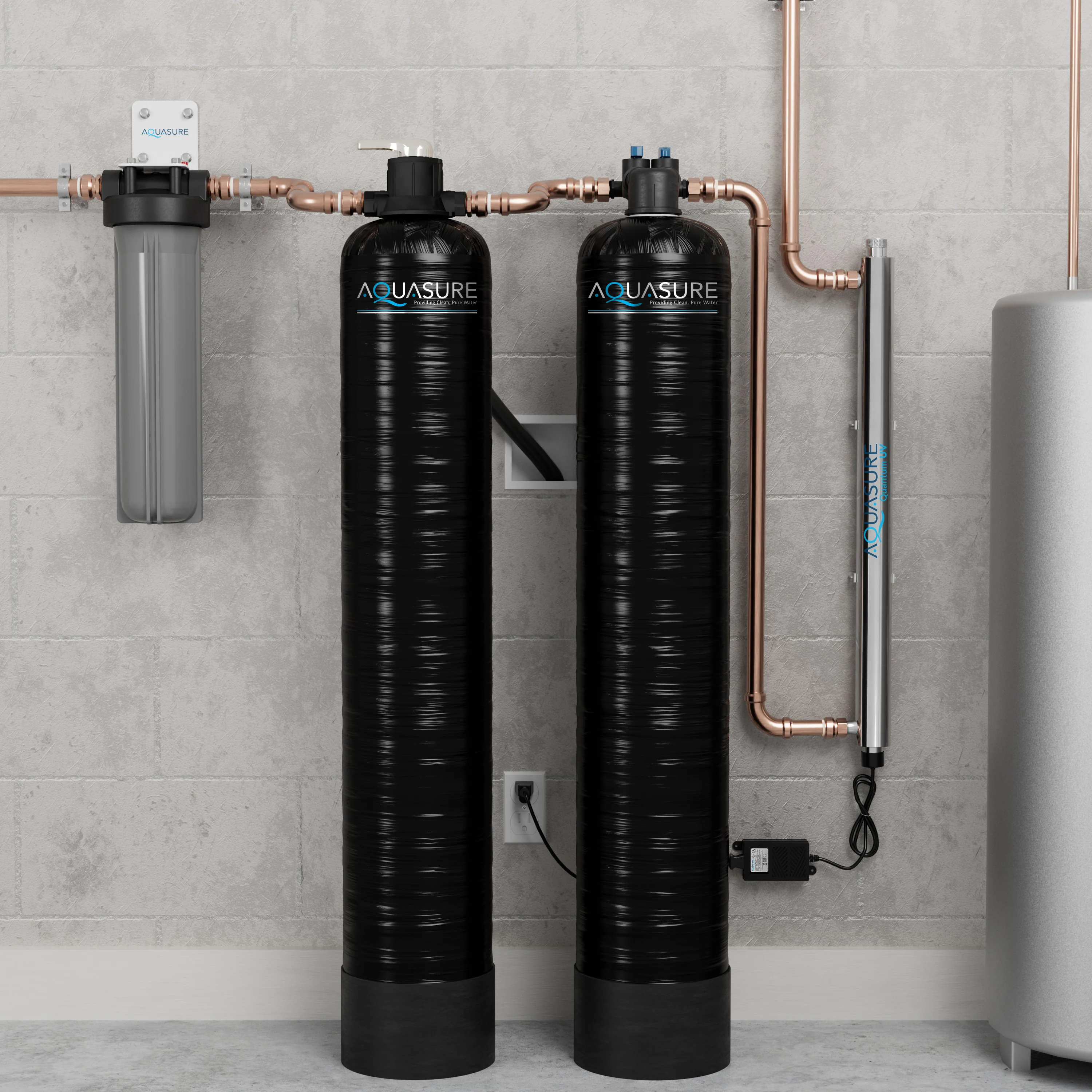 Serene Series | 15 GPM Salt-Free Conditioning, Whole House Water Treatment System, Pleated Sediment Pre-Filter and UV Purifier - Image 2