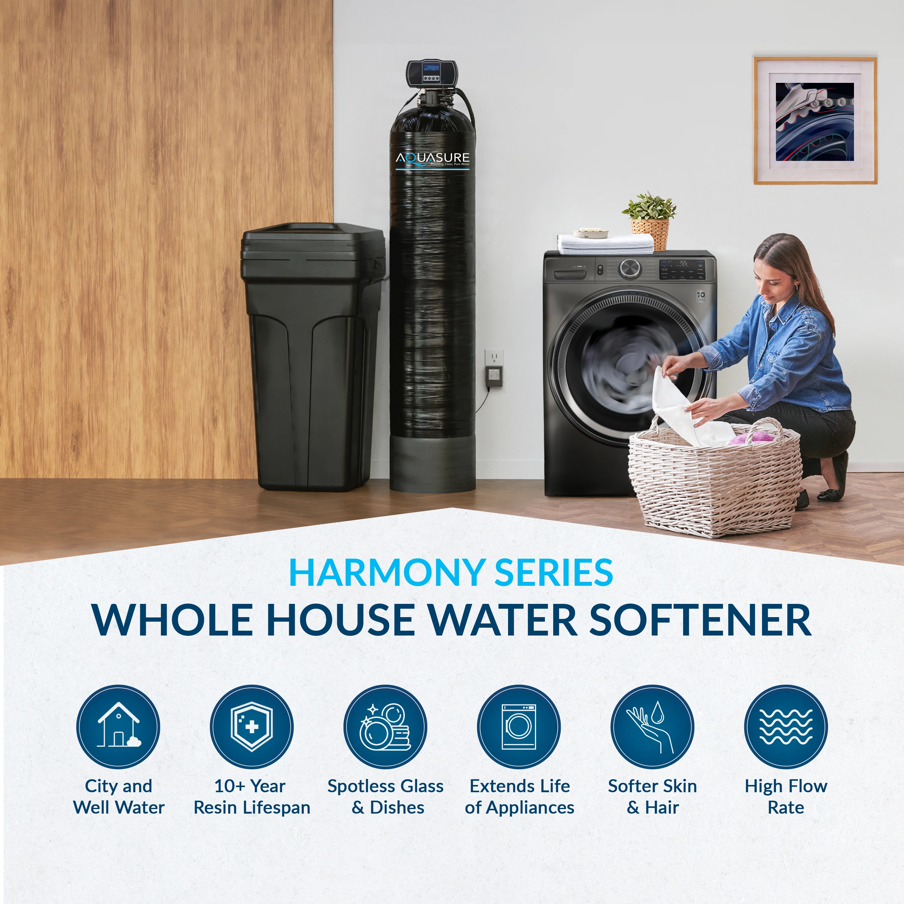 Harmony Series | 32,000 Grains Water Softener | 10" Sediment/GAC/Zinc Triple Purpose Whole House Water Filter - Image 2