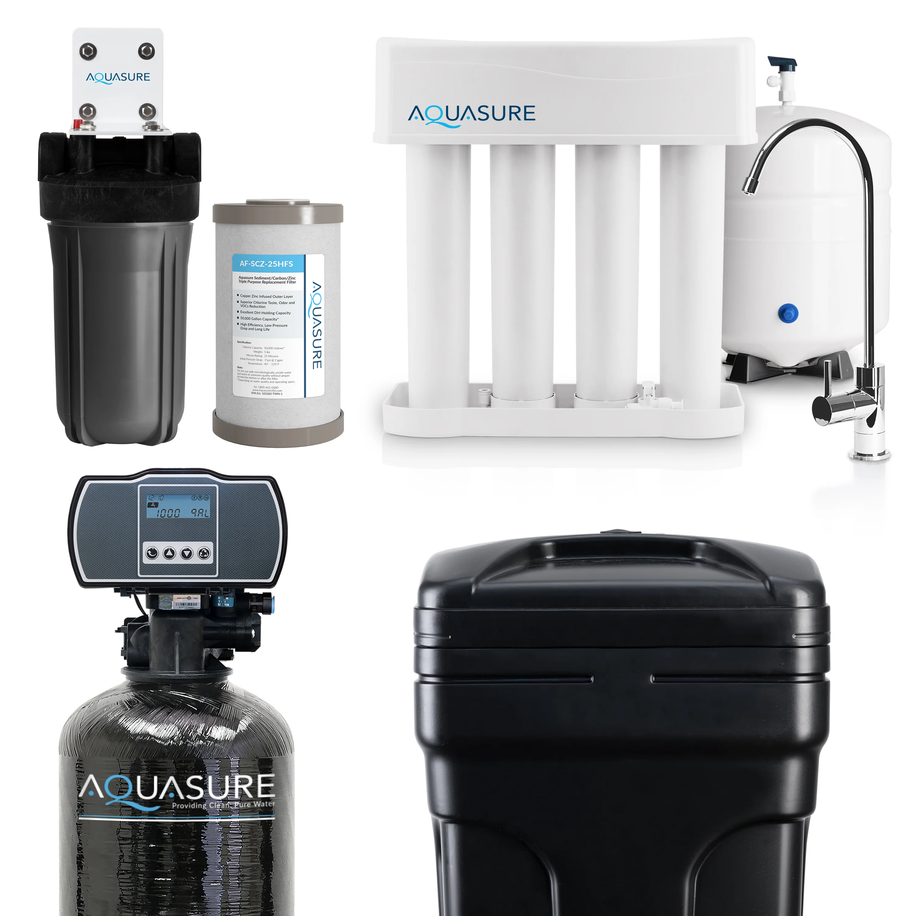 Signature Pro | Whole House Water Filter Bundle with 32,000 Grains Softener, 75 GPD Reverse Osmosis System & Triple Purpose Pre-Filter