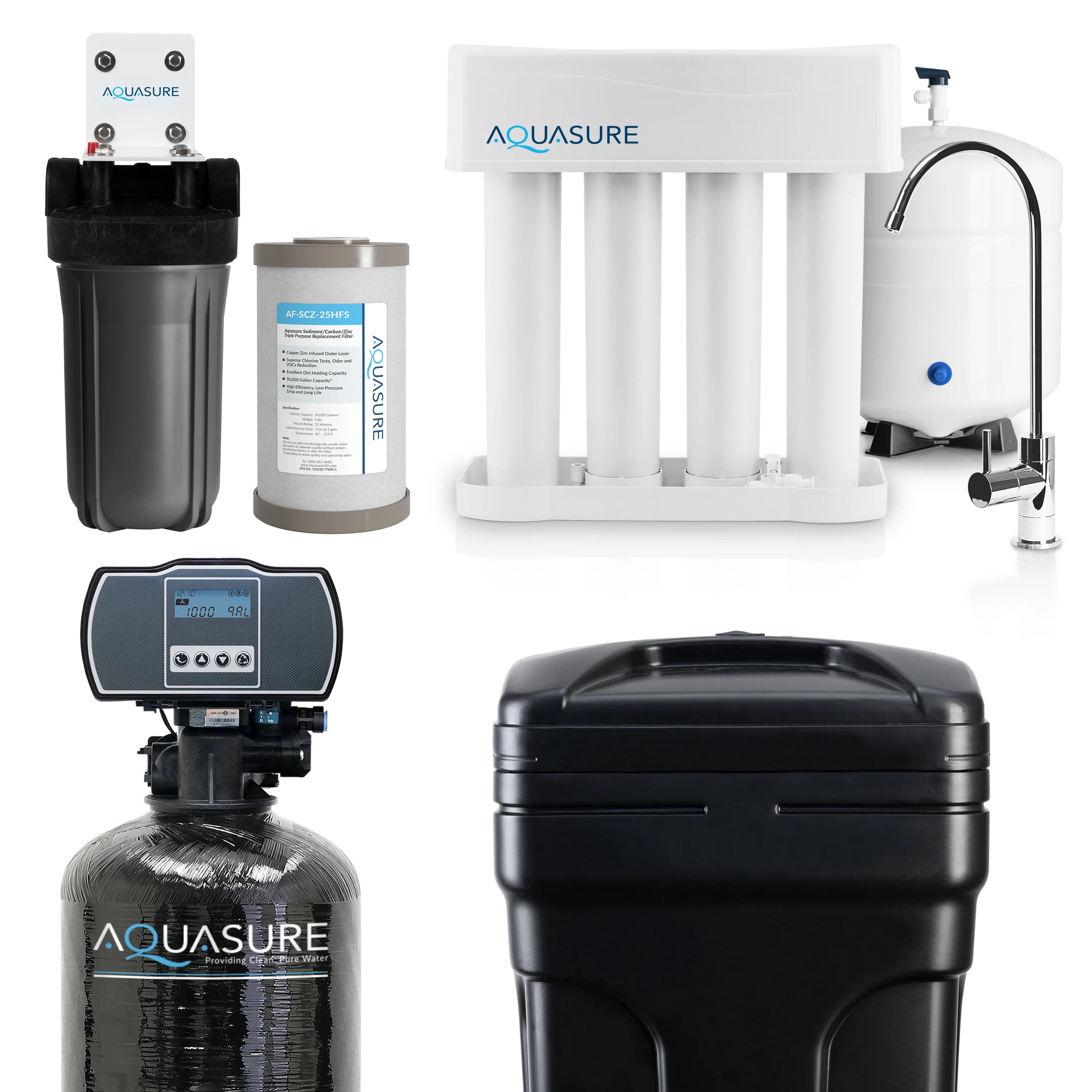 Signature Pro | Whole House Water Filter Bundle with 48,000 Grains Softener, 75 GPD Reverse Osmosis System & Triple Purpose Pre-Filter