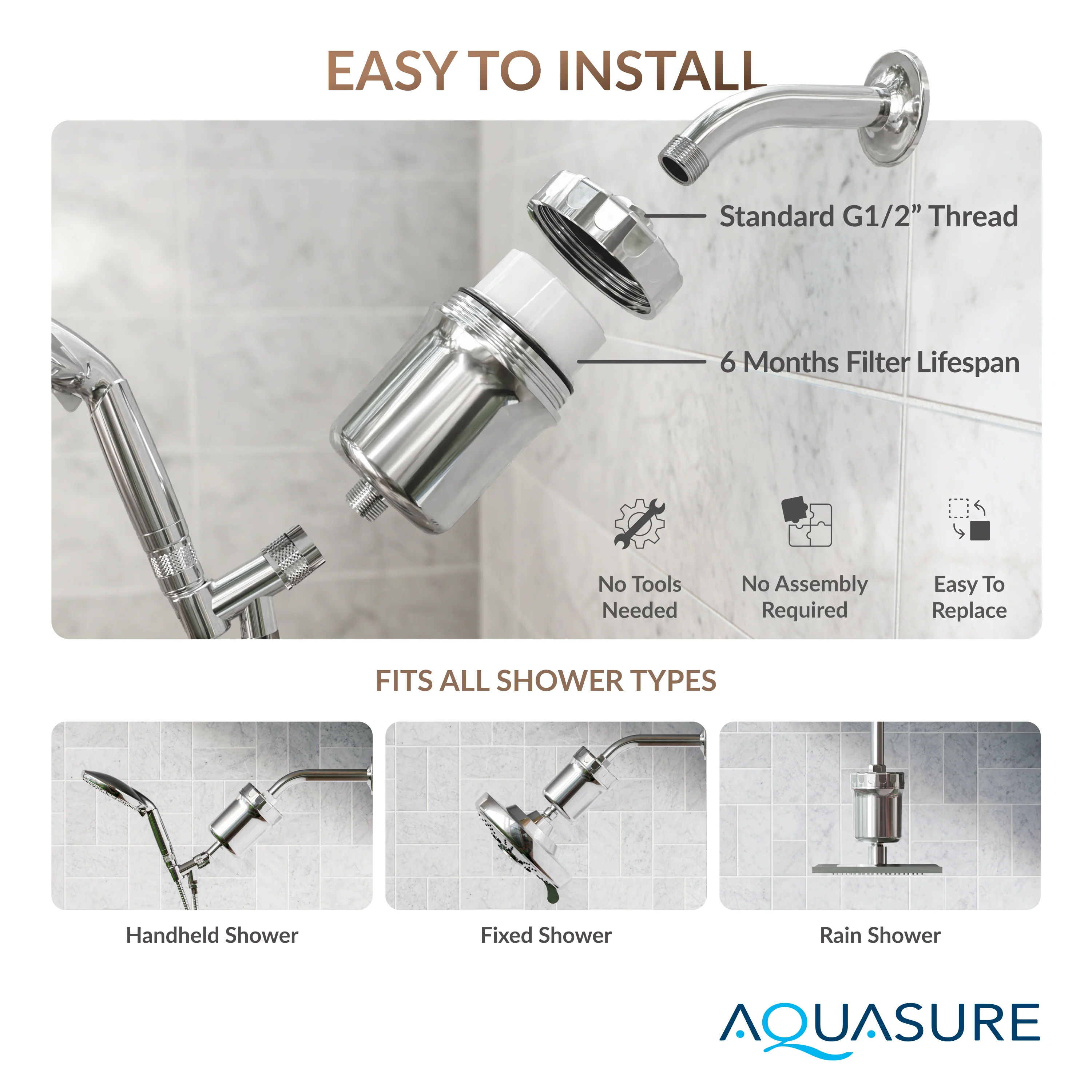 Aquasure Sparkle Series 10,000 Gallons High Capacity Shower Filter - Image 7