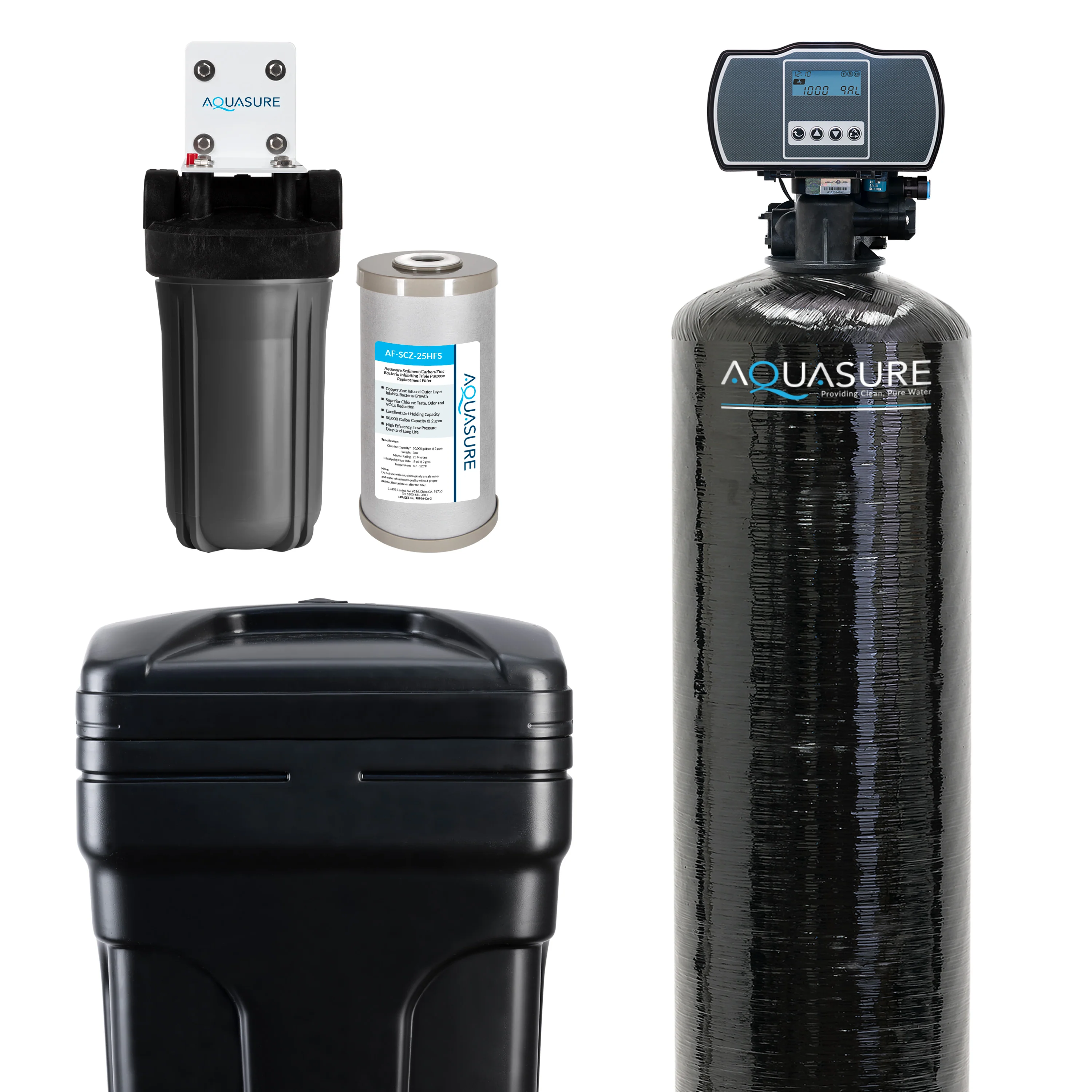 Harmony Series | 72,000 Grains Water Softener with 10" Sediment/Carbon/Zinc Triple Purpose Whole House Pre-Filter