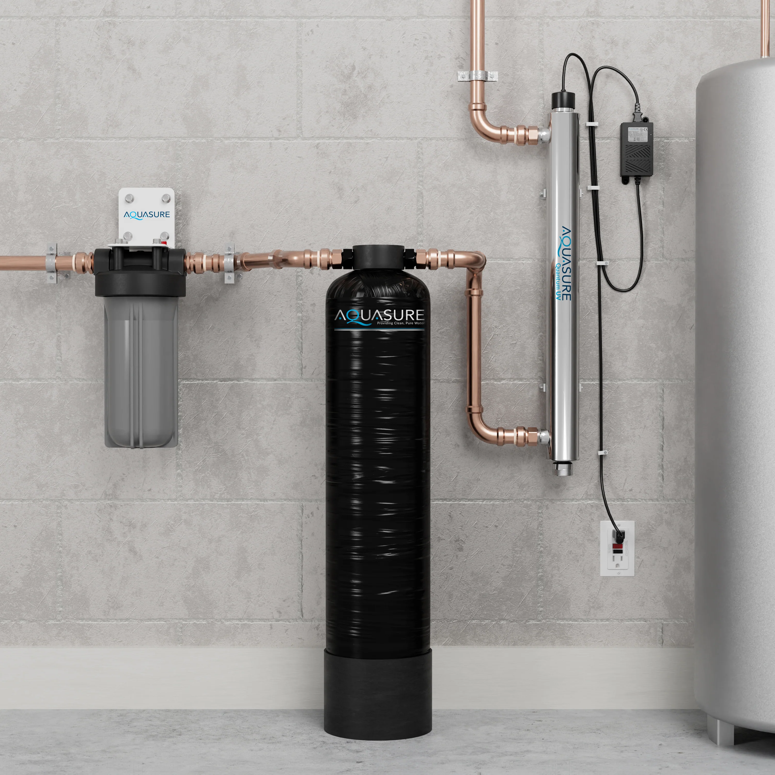 Serene Lite Series | 650K Gallons Whole House Salt-Free Water Conditioning/Softening Descaler Bundle with Triple Purpose Filter System and 8 GPM UV De-Activator - Image 2