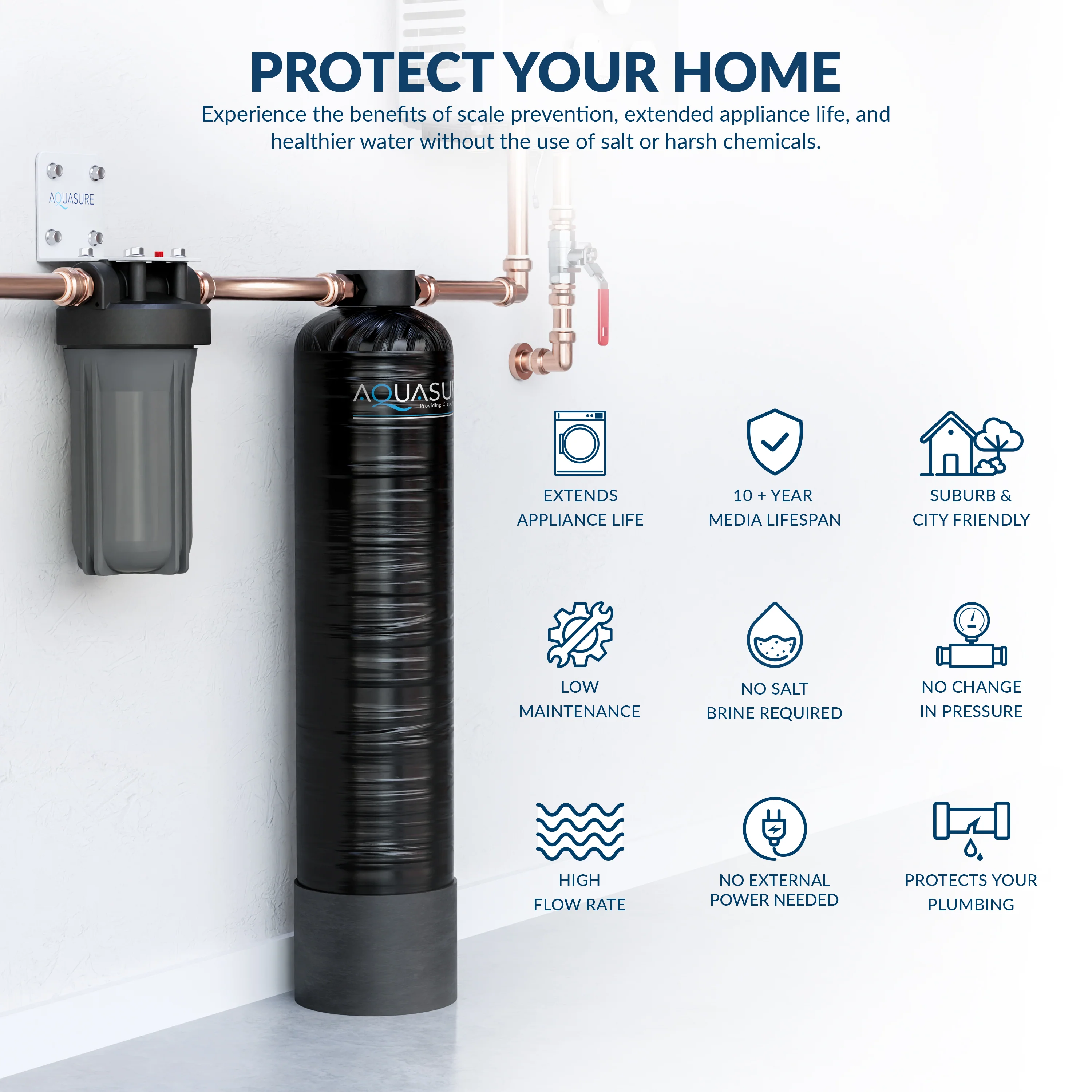 Serene Lite Series | 650K Gallons Whole House Salt-Free Water Conditioning/Softening Descaler System with Triple Purpose Filter - Image 3