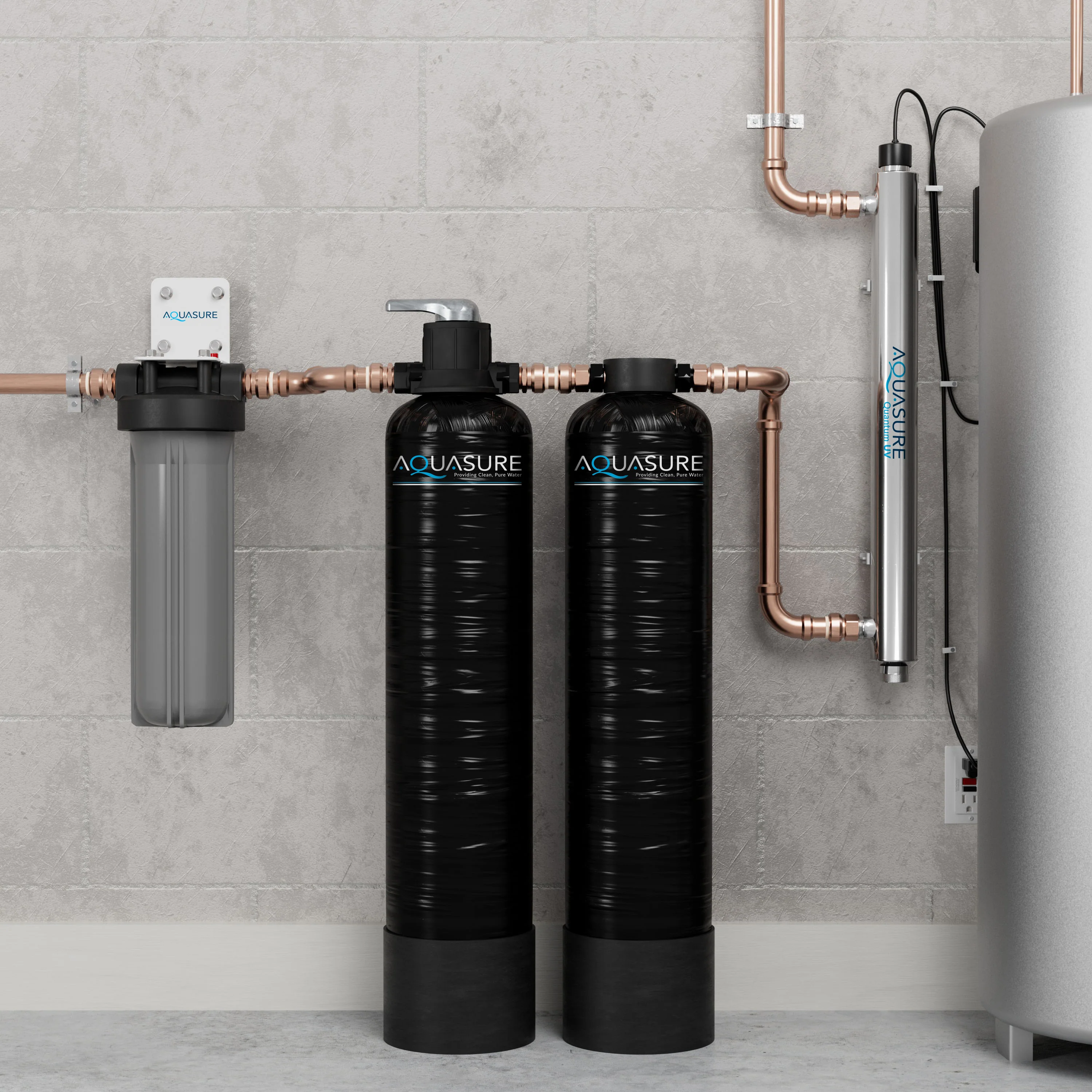 Serene Lite Series | 800K Gallons Whole House Salt-Free Conditioning/Softening Descaler Bundle with Water Treatment System, Pleated Sediment Pre-Filter and 8 GPM UV De-Activator - Image 2