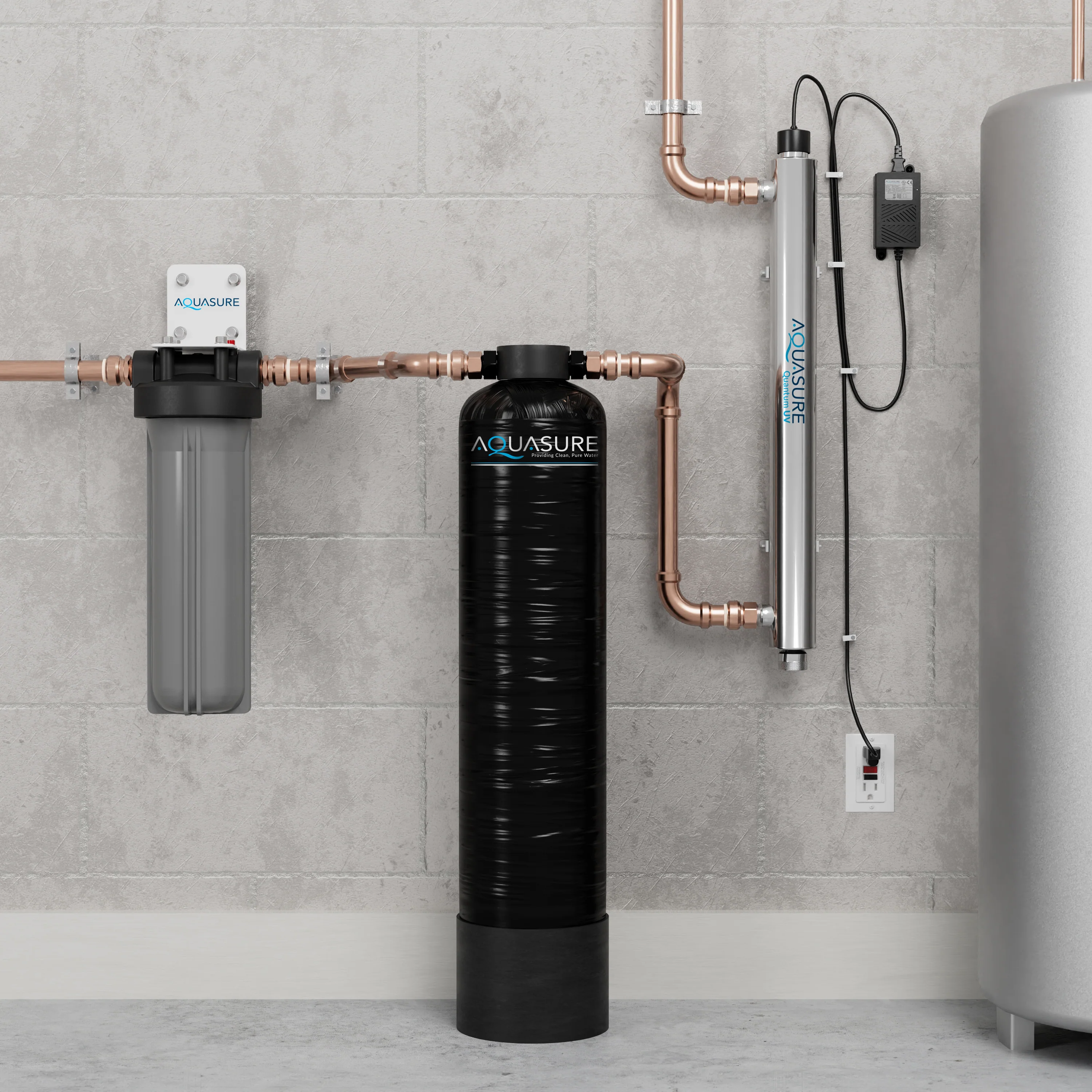 Serene Lite Series | 800K Gallons Whole House Salt-Free Water Conditioning/Softening Descaler Bundle with Triple Purpose Filter System and 8 GPM UV De-Activator - Image 2
